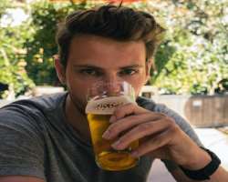 Robbie Kay consuming alcohol